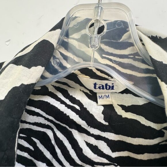 Tabi Vintage Zebra Cotton Roll Tab Sleeve Safari Shirt Pocket Lightweight Slit M - Picture 8 of 16